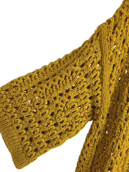 Zara Womens Top Crochet Polo Short Sleeve Sweater Size SM Oversized - Picture 4 of 10